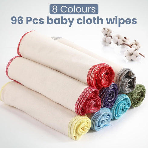 96 8 8 8 Inches Mixweer Pcs Flannel Cloth Baby Wipes Reusable Baby Diapers Wipes Washable Natural Unbleached Face Wipes