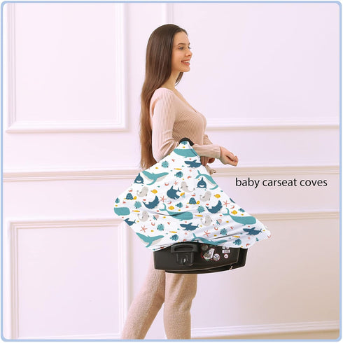Car Seat Covers for Babies - Multi- use Nursing Carseat Canopy, Breastfeeding Covers, Baby Shower Gifts for Boys