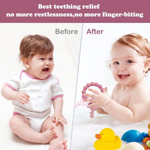 YAPROOM Silicone Teething Keys for 6-18 Month Baby, Infants Toddler Toy Keys, Cute Keys Teether Ring, Soft Teether Toys for Baby Girl