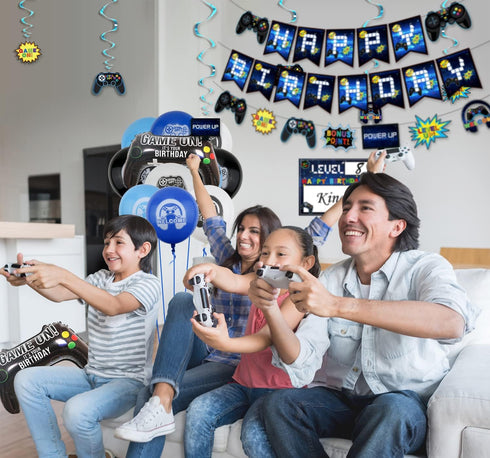 Video Game Party Decorations - 8th Birthday Supplies for Boys, HAPPY BIRTHDAY Banner, Gaming Balloons, Number 8