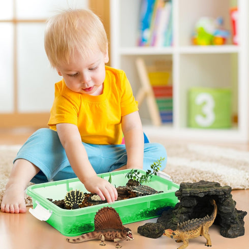 15 Inch Portable Sensory Bin Play Tray with Lid, Fill with Water, Sand, Beads and More (Green) for Kids Playtime