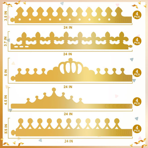 MGZTTHW Gold Paper Crowns, Diy Birthday King Crowns Craft to Decorate, Paper Prince Princess Crown Hats for School