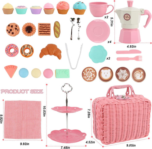 Set Playset 3 4 5 6 Afternoon Tea Toys Pretend Play Food Toys for Toddler Girls, Party Tea Toy Gifts for Year Old Girl