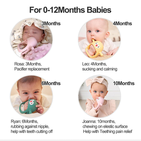 Smily Mia 2pack Penguin Teether for Babies 0-6Month, Silicone Teething Mittens&Baby Chew Toys for 3-6Month, Shower Gift for Baby Boys, Blue+Grey
