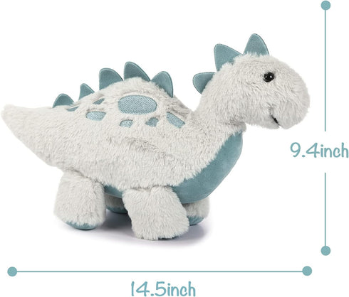 TCBunny 15" Baby Dinosaur Bedtime Stuffed Animal Plush Toy, Stephan the Stegosaurus in Grey