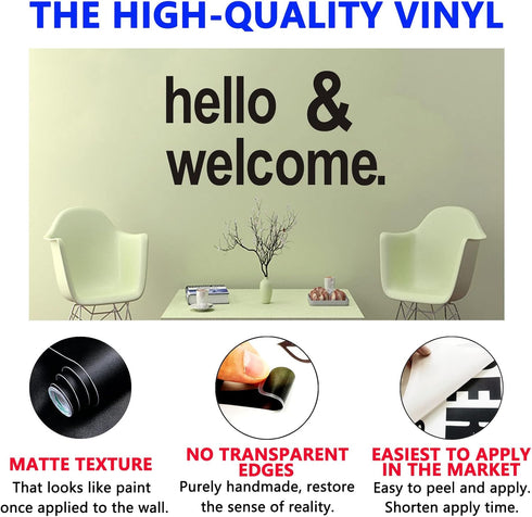 Wall Decal Stickers - Hello Welcome Stickers, Easy to Apply, Vinyl Wall Decor Art for Front Door, Inspirational