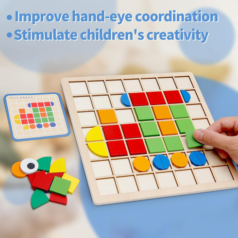 120Pcs 20Pcs 3 Montessori Tangram Educational, Geometric Shapes Puzzle Toys with Wooden Puzzle Blocks and Cards