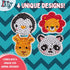 Buddies-20 Packaged, Packs Kid's Birthday Party Diamond Gem Painting Craft Favor Kits- Zoo Individually All-in-One
