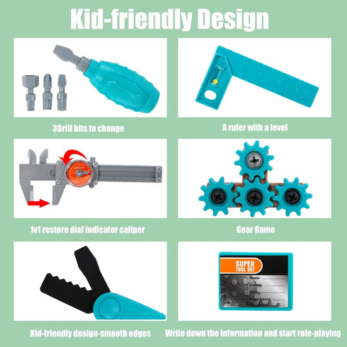 Set Set 3,4,5,6,7 GAIETYDIY Kids Tool Pretend Play Toddler Tool with Tool Box, Electronic Toy Drill, Screwdriver, Screw
