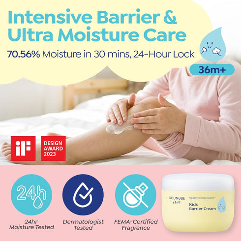 1% 6.09 oz GOONGBE Kids Barrier Moisturizing Cream Ceramide Repair for Dry, Rough, Sensitive Skin Panthenol & Cica