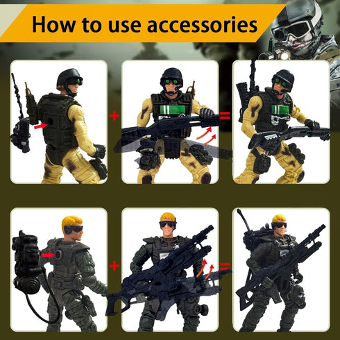Baimiby 4-7, 6 Playset Set 3+ Army Men Action Figure, Soldiers Toy for Boys Age Pcs Special Force Action Figure