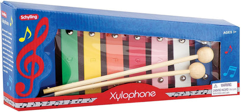 Schylling Wooden Xylophone, Colorful Kids Instrument, Includes Wooden Mallets and Embossed Metal Keys, Ages 3+