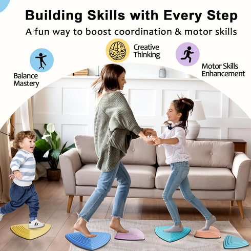 Non-Slip Stepping Stones for Kids, 6 Pcs Macaron Balance River Stones for Indoor & Outdoor Obstacle Courses, Sensory
