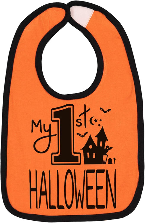Aiden's Corner Cute Handmade Baby Holiday My 1st Halloween Bibs, Orange Pumpkin
