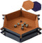 2 Pcs Portable Folding Dice Rolling Tray Set, Navy Blue and Camel PU Leather and Velvet Holder for RPG DND Games