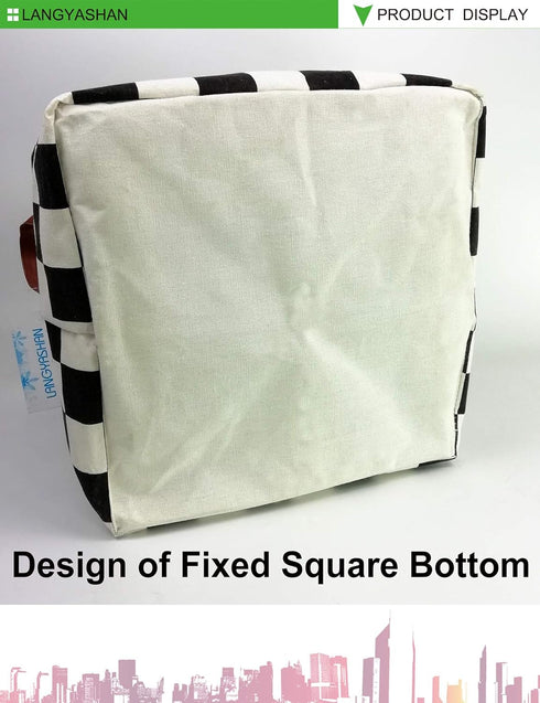 LANGYASHAN Square Storage Baskets - Waterproof Canvas Children Laundry Hamper for Toy Organizer Room Decor
