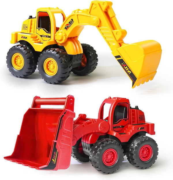 Beestech Construction Toys, Friction Powered Excavator Loader Truck Vehicles, Beach Sand Sandbox