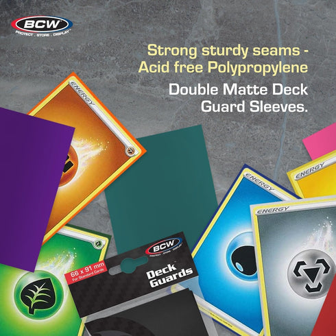 BCW Deck Guard Double Matte Black Card Sleeves, 100 Ct - Acid-Free, Archival-Safe, Durable