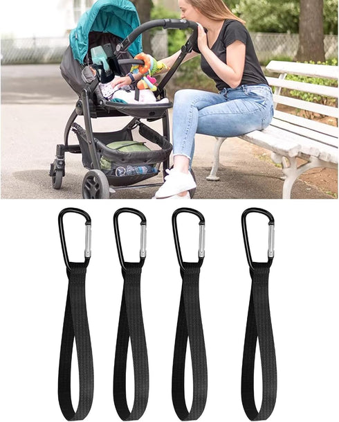 NUEAYMS Set 4 of Nylon Hooks for Baby Carrier and Pet Walker Multipurpose Carabiner Clip for Bicycle and Shopping Cart