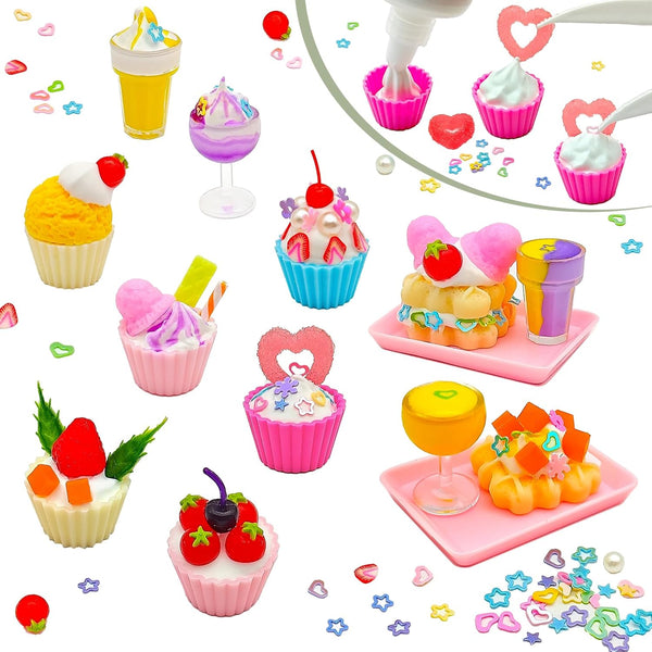 Sendhjurf Making Mini Food Toy,DIY Craft Kits,Mini Collectibles,Dollhouse Accessories,Cream Play,Create and Display Imitation