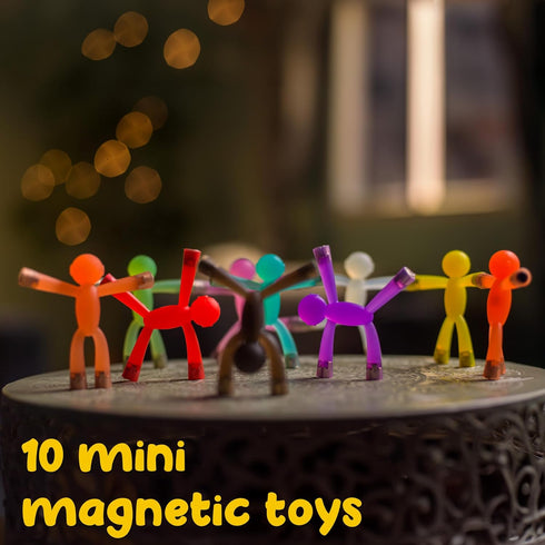 Boxgear 10 Pcs Mini Man Magnetic Toy - Translucent Novelty Rubber Magnet Men for Kids Travel Toys