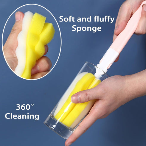 4PCS Bottle Brush + 4 PCS Nipple Brush Set, Baby Bottle Brushes and Cleaner for Milk Bottles and Cups
