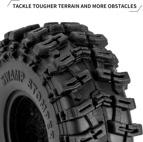 INJORA 1.0 S5 Swamp Stomper Crawler Tires, 2 Pack for TRX4M AX24 SCX24 FCX24 1/18 1/24 RC Crawler Car, 63 * 24mm