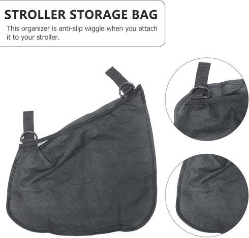 Stroller Organizer Bag with Diaper Storage Pouch and Mesh Side Pocket for Supplies, Universal Hanging Nursery Bag