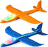 2 Pack LED Light Airplane, 17.5" Large Throwing Glider Plane - Flying Toy for Kids, Gifts for 3-9 Years Old, Outdoor