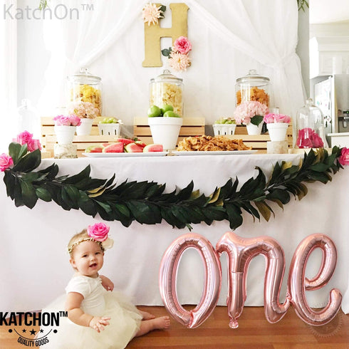 KatchOn Rose Gold One Balloons for 1st Birthday, 20 Inch Foil Balloon Letters, Baby Girls 1st Birthday Decoration