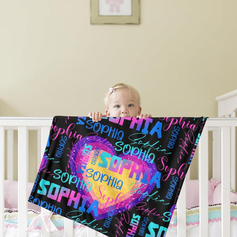 Personalized Custom Baby Blanket with Name - Fleece Bed Throw Blanket Swaddle for Newborns to Toddlers - Perfect