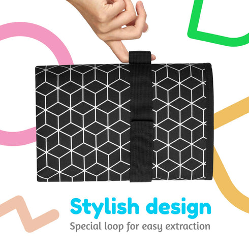 Toolik Baby Diaper Changing Pad - Extra Large Waterproof Mat for Stroller or Diaper Bag, Black