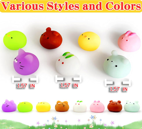 6 Pcs Mochi Squishy Toys for Kids Party Favors, Mini Round Animals Toys Kawaii Squishies for Classroom Prizes, Stress