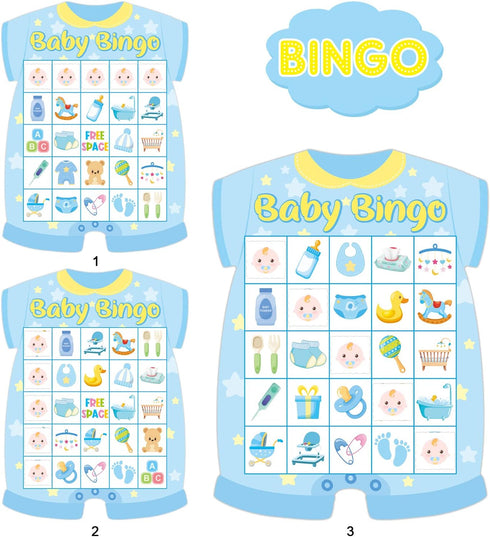 Baby Shower Bingo Games Boy - 24 Guests - Newborn Baby Bingo for Baby Shower Party Supplies
