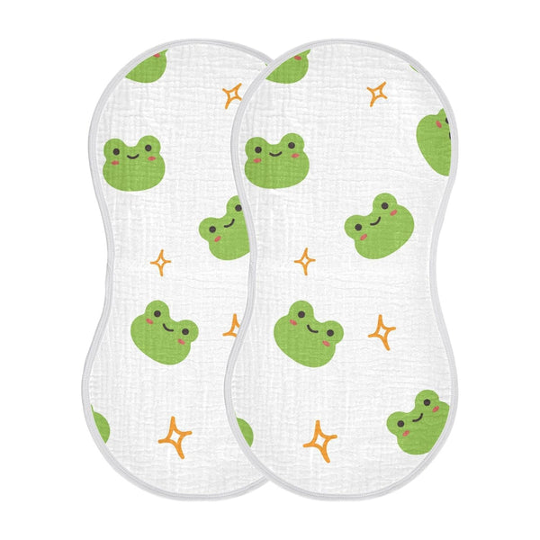 WELLDAY Muslin Baby Burp Cloths Set of 1, Soft Absorbent Cute Frog Muslin