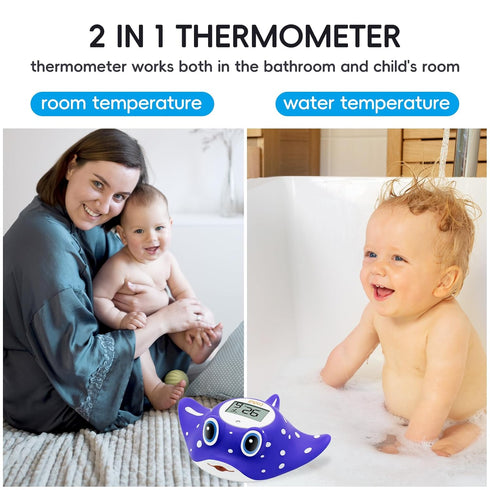 b&h Baby Bath & Room Thermometer, Digital Floating Toy for Toddlers, Safe Bathtub Water Temperature Manta Ray
