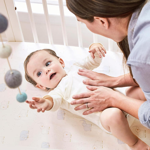 V2, 2022 100% Stokke Sleepi Mini Fitted Sheet by Pehr Grey Dotty - Not Compatible with Mini Mattress Made Before August