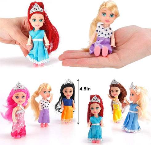 Liberty Imports 12 Pack Miniature Royal Princess Toddler Dolls with Dresses, Girls Fashion Party Favor Collection