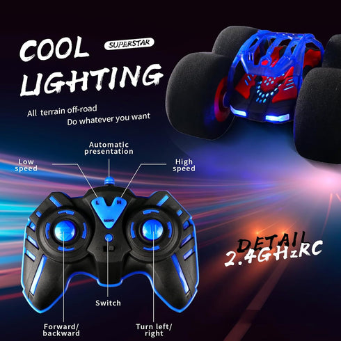 Stunt Remote Control Car with Oversized Sponge Tires, 2.4GHz Electric Race Stunt Vehicle Toy Double Sided 360° Rolling