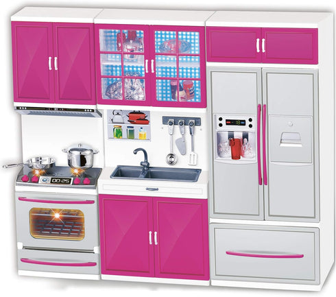Doll Kitchen Playset for Kids, My Modern Mini Kitchen House Furniture Pretend