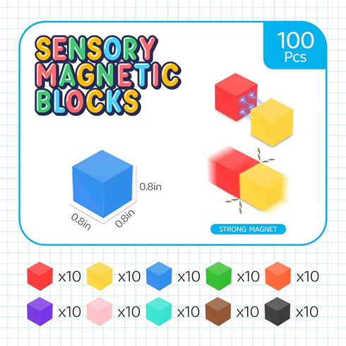 SmartYeen 100PCS 3-8 Magnetic Blocks,Magnetic Building Blocks for Toddlers Sensory & STEM Montessori Toys,Ideal Gifts