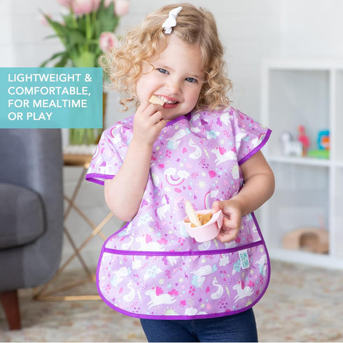 1-3 Bumkins Short Sleeve Bib for Girl or Boy, Toddler and Kids for Years, Large Size, Essential Must Have for Junior