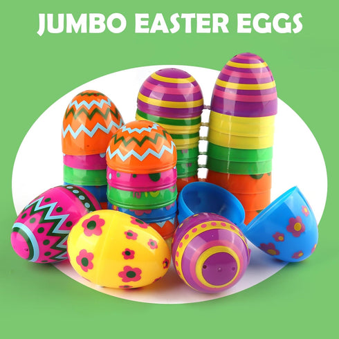 24 Pack 2.3 Inches LEASEN Printed Easter Eggs Bulks, Empty Plastic Easter Eggs Fillable for Easter Egg Hunt, Easter
