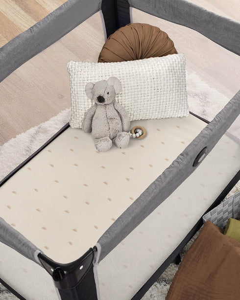 Pack Pack 2 Pack(Sunshine&Brown) Blissful Diary Muslin Mini Crib Sheets, and Play Mattress Sheets Fitted for N Play