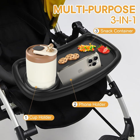 D BABE D-BABE Universal Snack Tray for Stroller: BPA-Free Baby Cup Holder Food Tray - Stays in Place Stroller Caddy