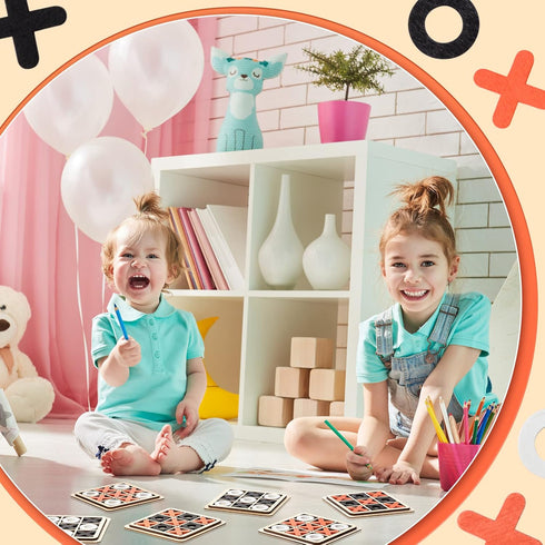 6 Pieces Wooden Tic Tac Toe Game - Mini Board Game for Kids - Family Puzzle Game - Educational Toys for Birthday Favors