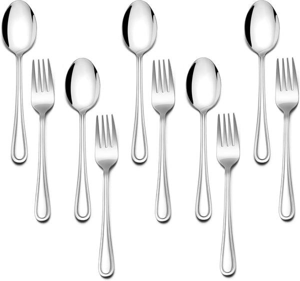 E-far 10-Piece Toddler Utensils, Kid Stainless Steel Silverware Set for Safe Self Feeding