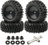 4pcs 1/10 Wheels and Tires with Lock Nuts Washers Wrench, 12mm Hex Hard Dish Wheel for Racing Off Road Buggy Truck Rock Crawler RC4WD Tamiya MST HSP CR12