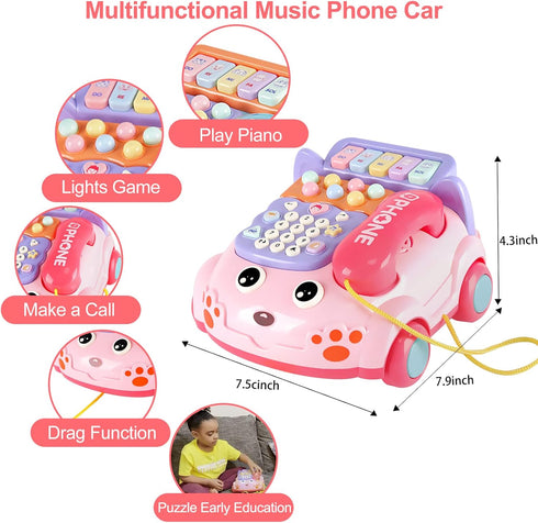 18M+ Baby Phone Toy,Baby Toy Phone Cartoon Baby Piano Music Light Toy Children Pretend Phone, Kids Cell Phone Girl