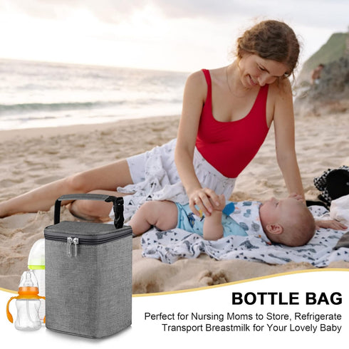 Accmor 4 8oz Breastmilk Cooler Bag, Baby Bottle Cooler Bags, Insulated Tote Bags On The Go, Fits Large Bottles